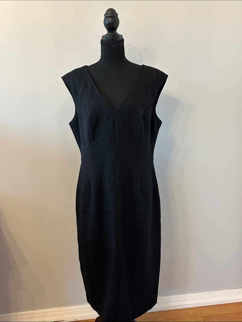 Eliza J Black V-Neck Midi Sheath Dress